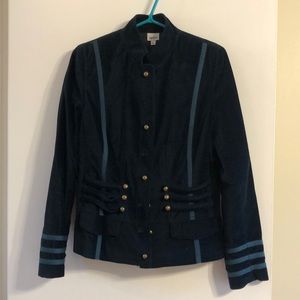 Military-inspired rich green velvet jacket.  Size 10. Brand- Together